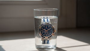 a durable obsyss watch placed inside a glass with water